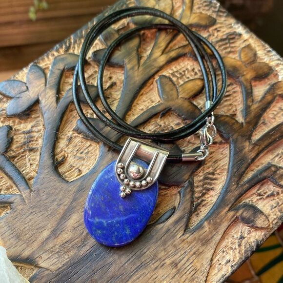 Lapis Lazuli Sterling Silver Pendant Necklace - Picture 1 of 7